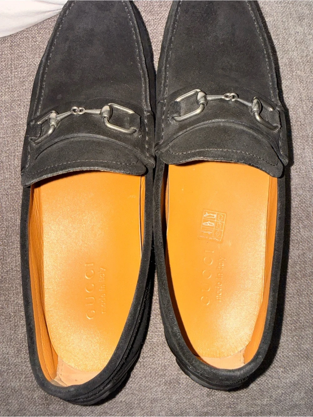 Gucci Black Suede Horsebit Slip-On Loafers